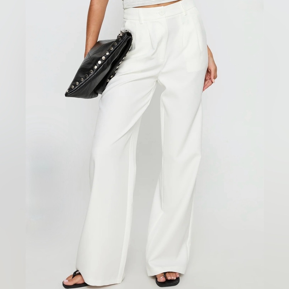 Princess Polly Archer Wide Leg Trouser Pants White size 6.